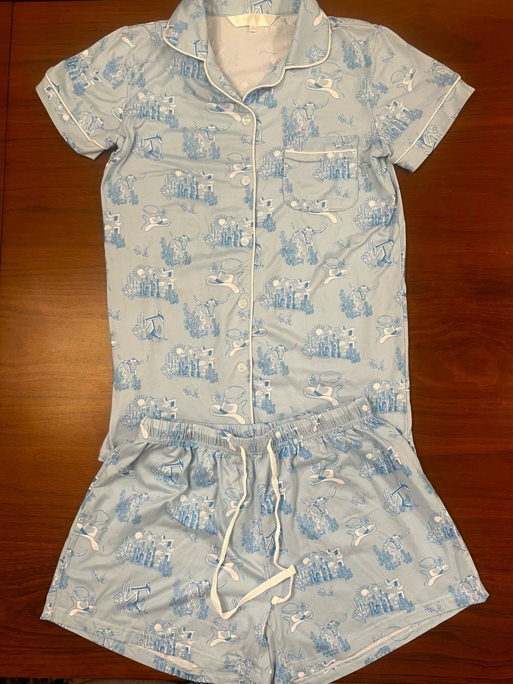 The Royal Standard Light Blue Texas Toile Short PJ Set Size XS